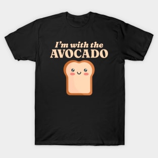 I'm with the Avocado Kawaii Cute Toast Couples Matching T-Shirt